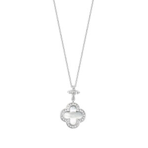 Silver & Co Mother Of Pearl And Cubic Zirconia Pendant With Chain