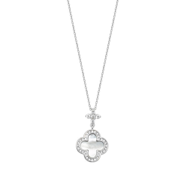 Silver & Co Mother Of Pearl And Cubic Zirconia Pendant With Chain