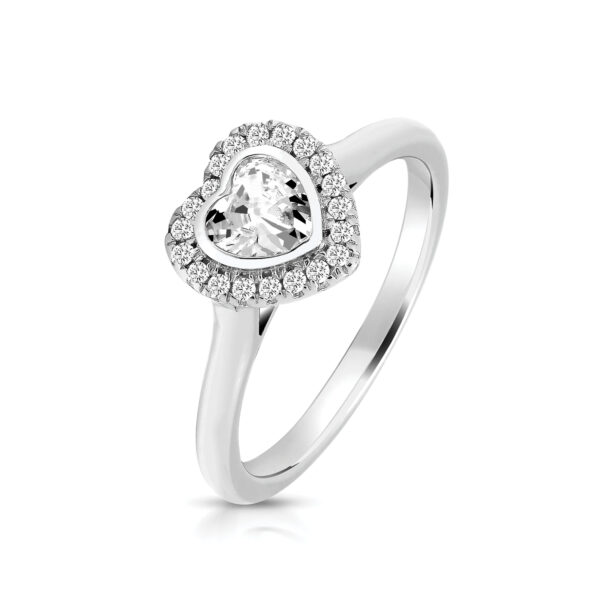Silver & Co Heart Shape Halo Style Ring