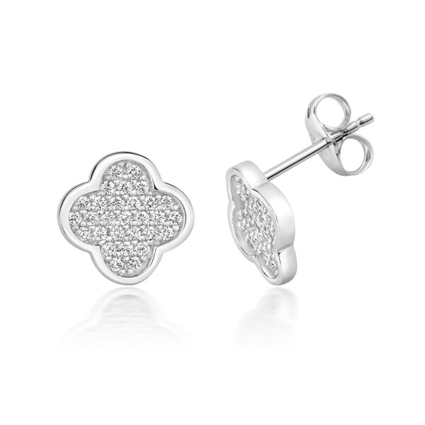 Silver & Co Clover Shape Stud Earrings