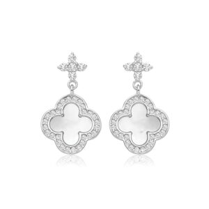 Silver & Co Clover Style Drop Earrings