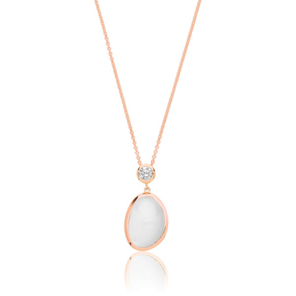 Silver & Co White Moon Stone Pendant And Chain