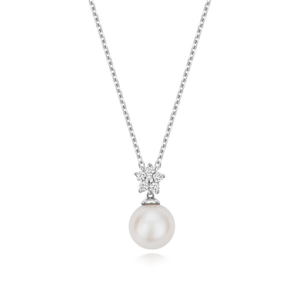 Silver & Co Lab Grown Diamond And Fresh Water Pearl Pendant And Chain