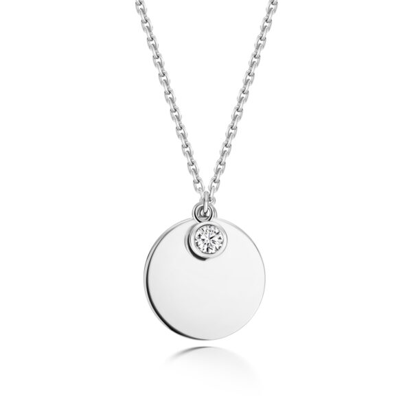 Silver & Co Disc Pendant And Chain With Lab Grown Diamond