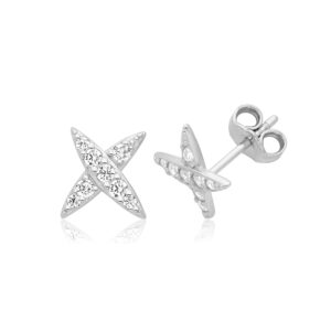 Silver&Co Cross over Style Stud Earrings