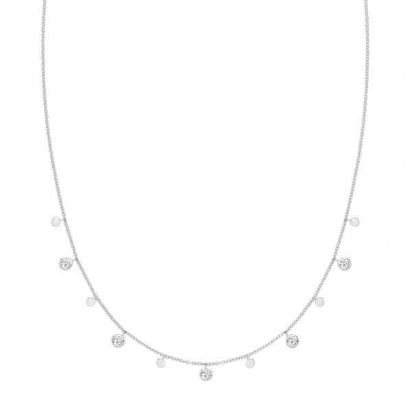 Silver&Co Disc And Cubic Zirconia Stone Necklet